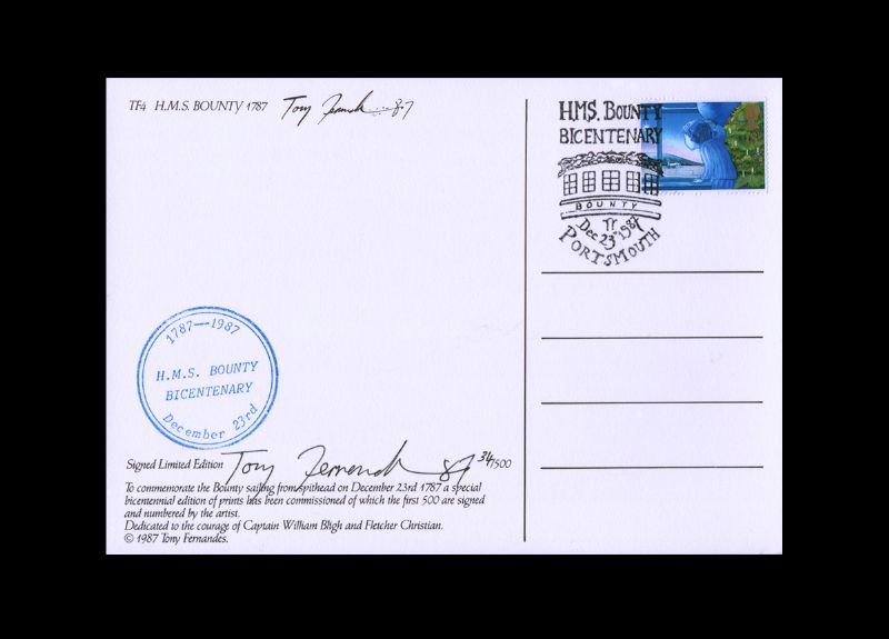 First Day Cover HMS Bounty 1787 by Tony Fernandes